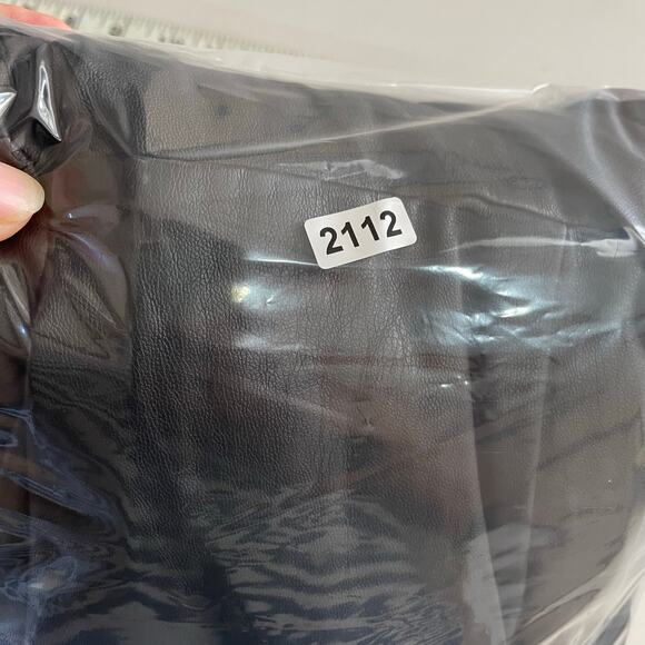 Ashley Stewart Black Peplum Faux Leather Long Sleeve Blouse Waist Tie Size 22/24 - Picture 14 of 15